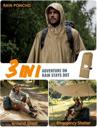 Hooded Rain Poncho for Adult Waterproof Lightweight Raincoat