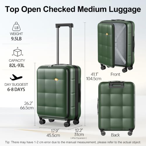 24 Inch Expandable Checked Luggage Hard Shell Suitcase