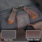 Canvas Duffle Bag for Men 50L Travel Duffel Bags Expandable Genuine Leather Duffel Overnight Weekender Carry On Bag Two Zipper Pockets Travel Bag