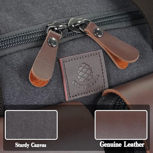 Canvas Duffle Bag for Men 50L Travel Duffel Bags Expandable Genuine Leather Duffel Overnight Weekender Carry On Bag Two Zipper Pockets Travel Bag