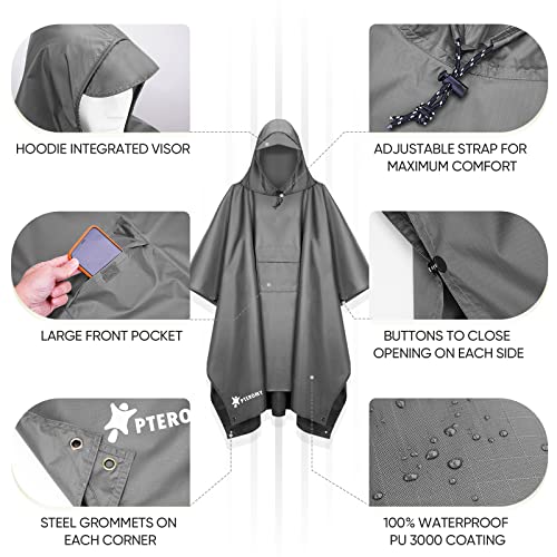 Hooded Rain Poncho for Adult with Pocket