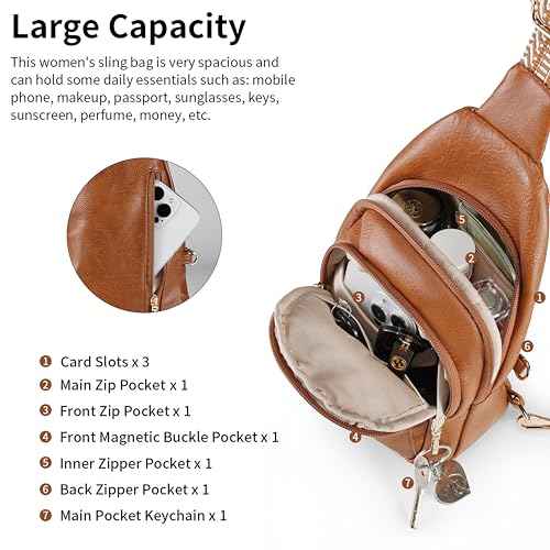 Crossbody Bags for Women Anti Theft Vegan Leather Sling Bag RFID Blocking Chest Bag for Travel