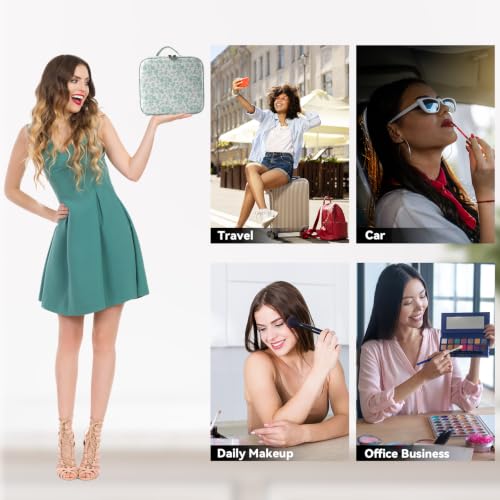 Travel Makeup Bag with LED Mirror Toiletry Bag for women with 10x magnifying glass
