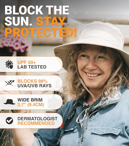 Safari Hat for Men Sun Hats for Women UV Protection UPF 50+ Fishing (2 Count)