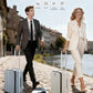 24 Inch Checked Luggage Front Opening Rolling Suitcase Hard Sided Luggage with Spinner Wheels for Travel Woman Men