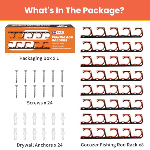 Fishing Rod Holder for Garage (8 Count)