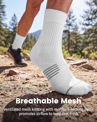 3 Pairs Running Compression Socks for Men & Women Crew Socks with Cushion (3 Count)
