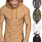 Mens Fashion Athletic Hoodies Sport Sweatshirt Solid Color Fleece Pullover Khaki L