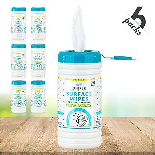 6 Pack Surface Cleaning Wipes with Bleach (450 Count)
