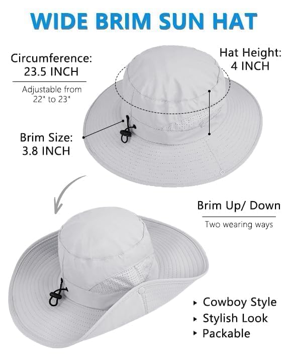 UPF 50+ Wide Brim Sun Hat with Neck Flap