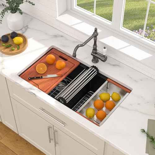 33 Inch Granite Composite Kitchen Sink Black Ktichen Sink Workstation 50