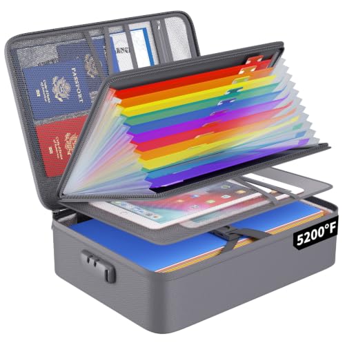 Fireproof File Organizer Bag with 13 Pockets Accordion File Folder