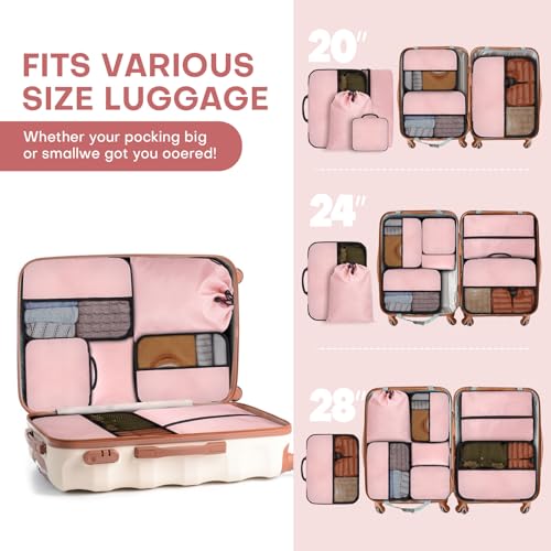 8 PCS Compression Packing Cubes for Travel Women