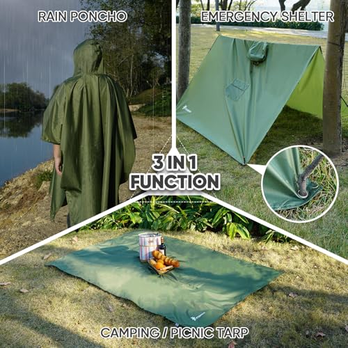 Hooded Rain Poncho for Adults