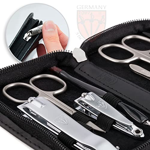 brand quality 8 piece manicure pedicure grooming kit set for professional nail care with genuine leather case black