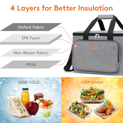Medium Lunch Bag Insulated Lunch Box Soft Cooler Cooling Tote for Adult Men Women (Gray / Mega (33L))