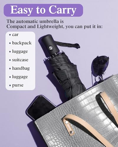 4 Pack Windproof Travel Umbrella Compact Automatic Folding Umbrellas for Rain Lightweight Portable Umbrella Gift for Men Women Backpack & Car Essentials (4 Count)