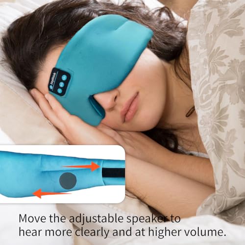 Sleep Headphones Bluetooth Sleep Mask Silk Kids Children Wireless Headband Headphones for Sleeping Travel Adjustable Sleeping Eye Mask with Thin Speaker