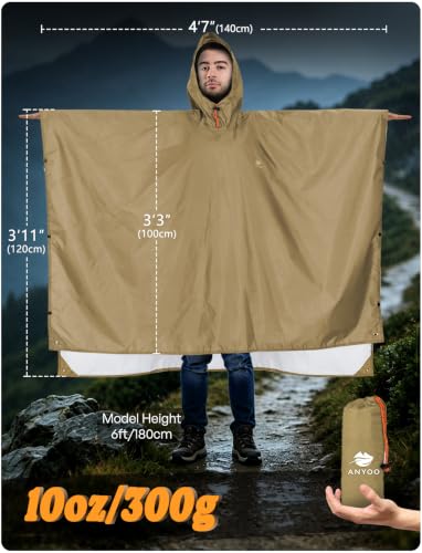 Hooded Rain Poncho for Adult Waterproof Lightweight Raincoat