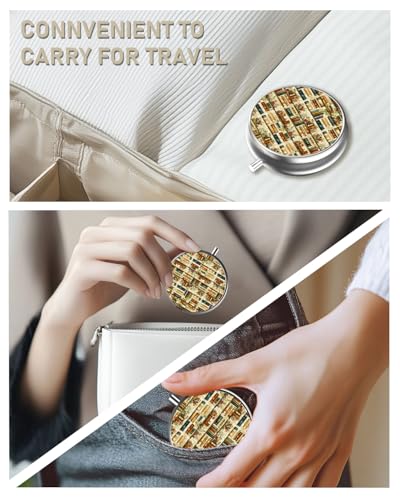 Pill Box 3 Compartment Portable Travel Medicine Box with Mirror