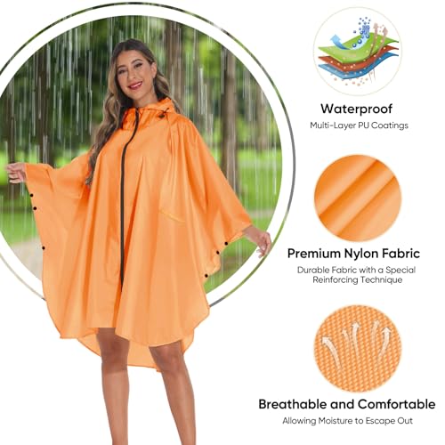 Rain Poncho for Adults with Zipper