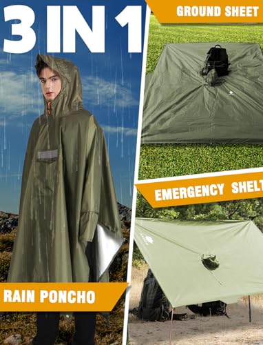 Hooded Rain Poncho for Adult Waterproof Lightweight Raincoat