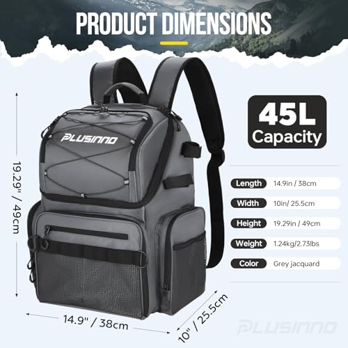 Fishing Backpack with Rod Holders 45L Large Water