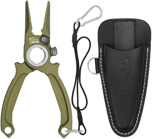 danco Premio Titanium Fishing Pliers, with Lanyard & Leather Sheath, Saltwater-Resistant Pliers for Offshore and Inshore Anglers, Multiple Sizes and Colors Available