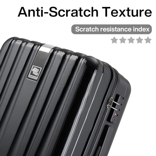 14 Inch Underseat Carry On Luggage with Wheels Hard Shell Suitcases Carry On Bag Lightweight Small Mini Suitcase Tsa Luggage for Travel.（Jet Black）