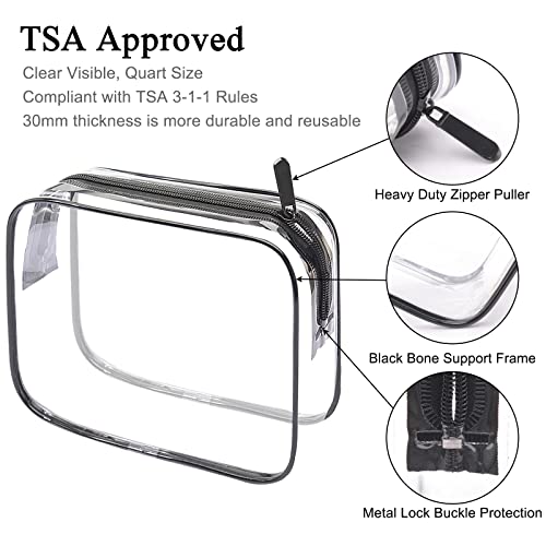 Clear Toiletry Bag TSA Approved Quart Size Travel Carry On (2 Count)