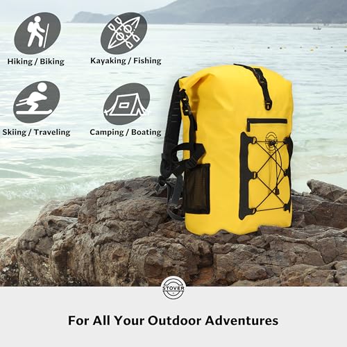 30/40/55L Waterproof Dry Backpack & Phone Case- 2XL Floating Dry Bag for Kayaking, Travel, Hiking, Fishing, Camping, Motorcycles & Beach, Heavy-Duty Roll Top Men/Women (Yellow)