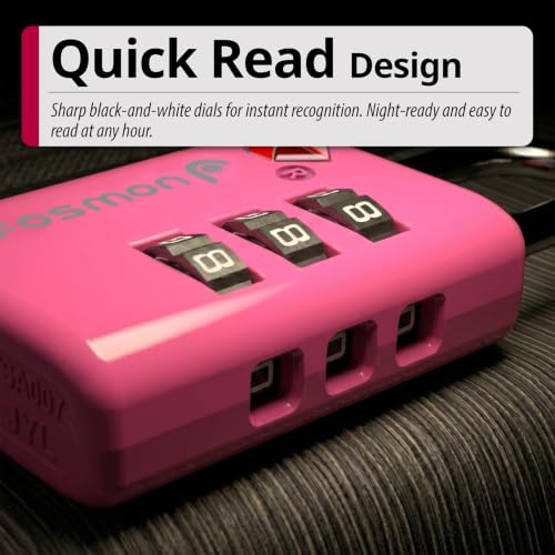 TSA Approved Pink Locks for Luggage. Cute Locker Suitcase Lock with Open Alert Indicator (2 Count)