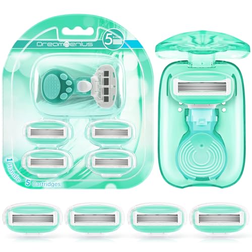 Travel Razors for Women Include 1 Handle 5 Cartridges