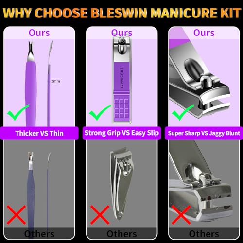 Manicure Set 16Pcs Professional Stainless Steel Pedicure Kit Mens Grooming Kit Fingernail & Toenail Clippers Set Manicure Kit with Luxurious Travel Bag