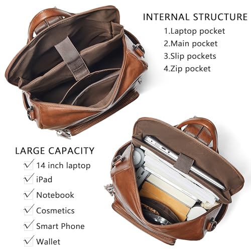 Vegan Leather Laptop Backpack for Women 15.6 inch Work Backpack Fashion Travel Backpack Purse for Business College