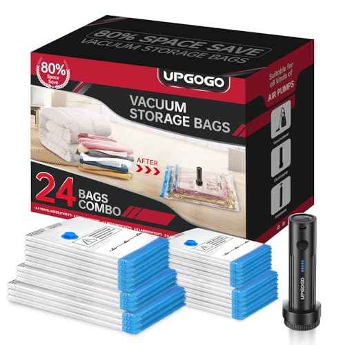 Combo 24 Pack Vacuum Storage Bags with Portable Electric Pump (24 Count)