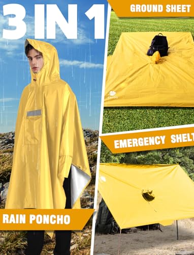 Hooded Rain Poncho for Adult Waterproof Lightweight Raincoat
