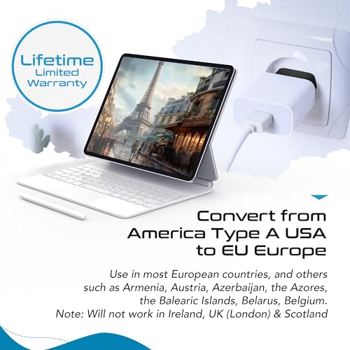 USA Canada to European Plug Adapter (6 Plug adapter)