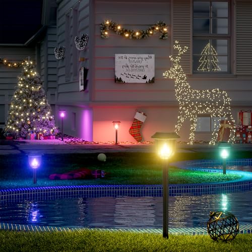4 Pack Christmas Solar Pathway Lights Outdoor Waterproof (4 Count)