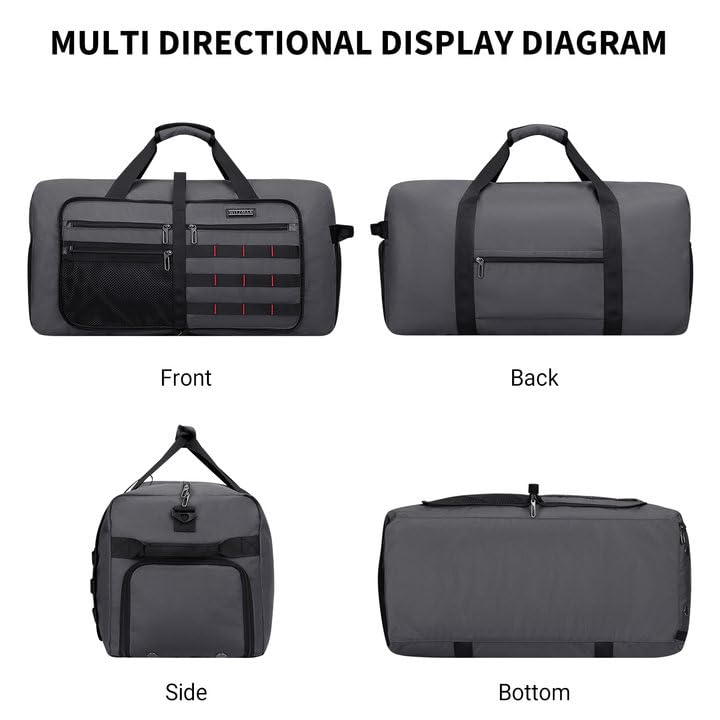 Foldable Duffle Bag for Men Large 65L Travel with Shoe Compartment