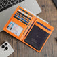 Polare Leather AirTag Passport Holder RFID Blocking Travel Bifold Wallet