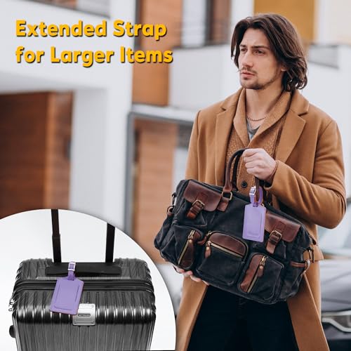 8 Pack Leather Luggage Tags for Suitcases Travel Tag (8 Count)