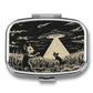 Metal 2 Compartment Pill Organizer Travel Friendly Portable Compact Pill Box Cute Pill Case to Hold Vitamins