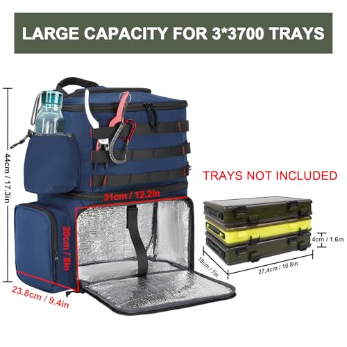 Fishing Backpack for Men with Rod Holders & Insulated Cooler
