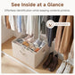 2-Pack 32-Pair Shoe Organizer Bins, Khaki and Beige Stripes (2 Count)