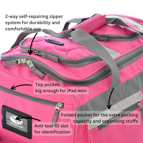 33 inch Jumbo Size 8 Pockets Wheeled Rolling Duffel Bag Water Resistant Luggage Lightweight Travel Suitcase with Retractable Handle