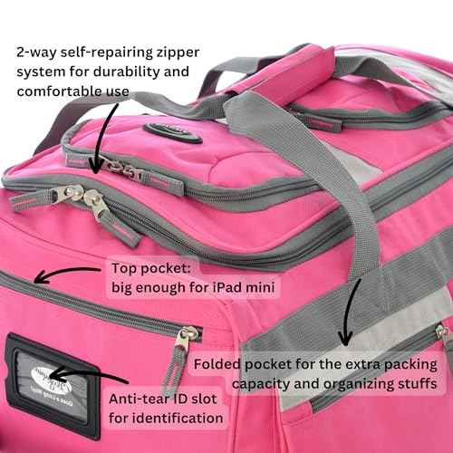 29 inch Jumbo Size 8 Pockets Wheeled Rolling Duffel Bag Water Resistant Luggage Lightweight Travel Suitcase with Retractable Handle