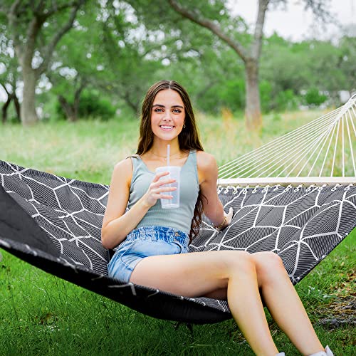 Double Quilted Hammock with Spreader Bars and Large Pillow