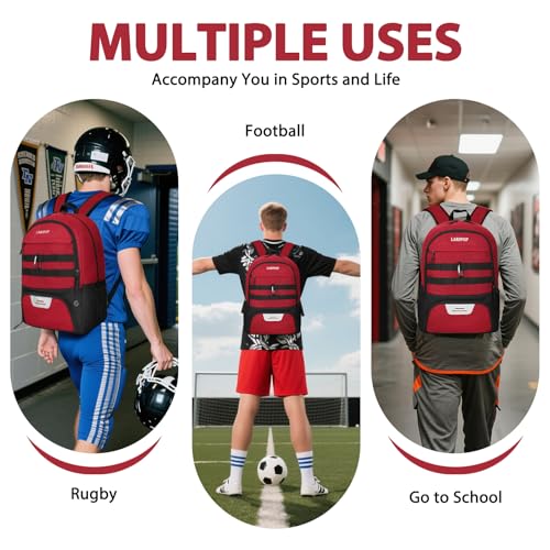 Soccer Backpack Bag with Ball Holder Ventilated Shoe Compartment Large Capacity Sports Gear Bag for Basketball Volleyball Gym