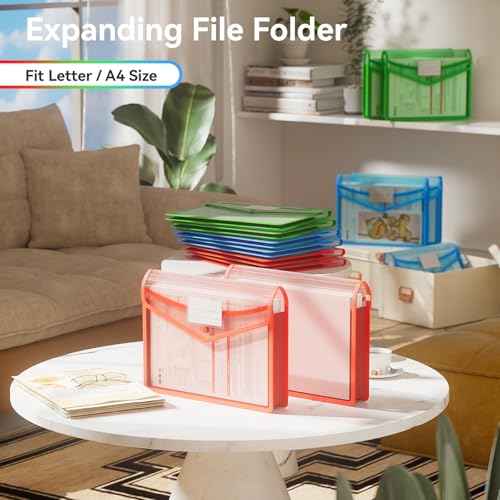 6 Pack Plastic Expanding File Folder (6 Count)